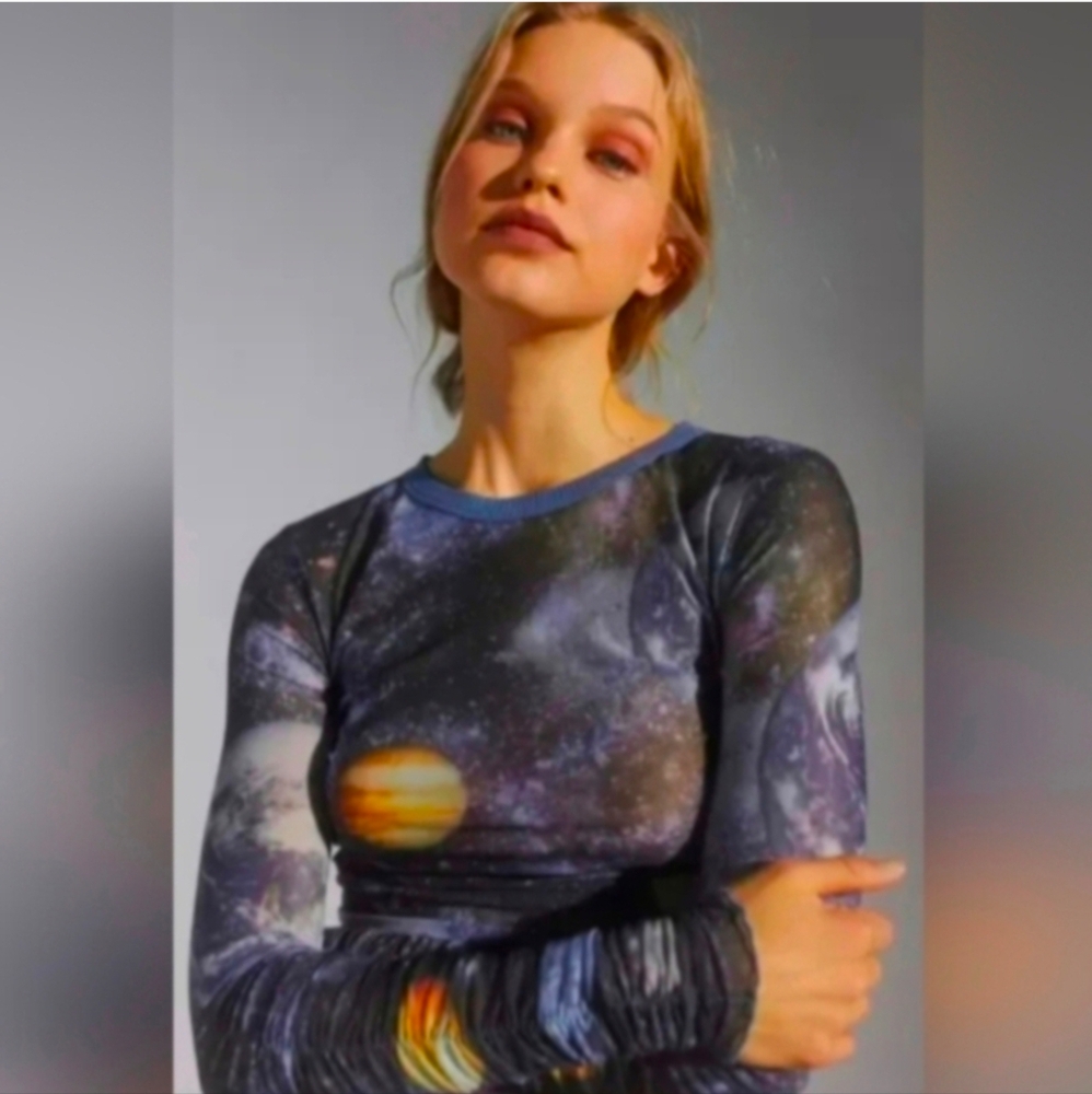 Urban outfitters Sia mesh galaxy longsleeve top